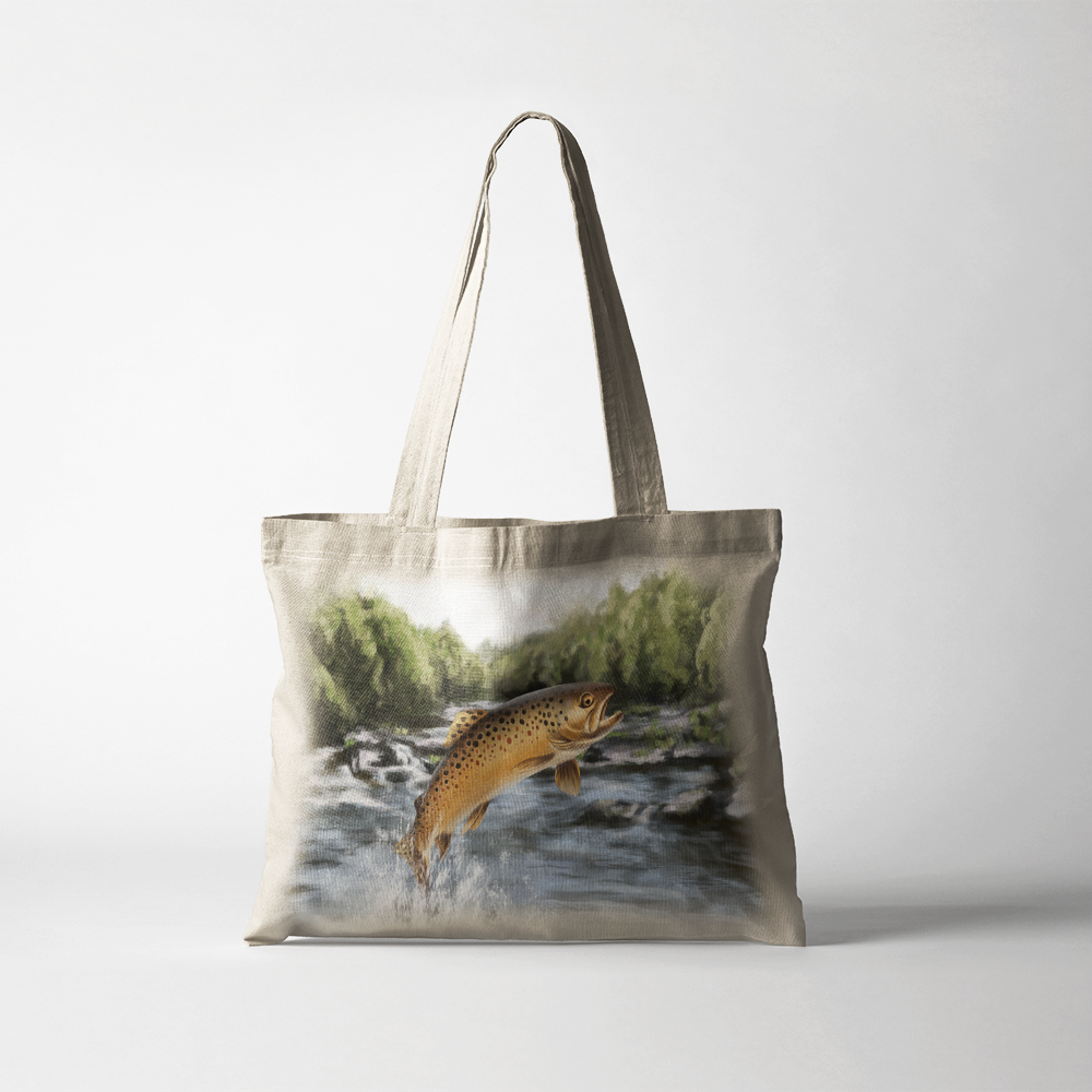 The-Ginger-Coo-Tote-Bag-Scotland-Highland-Brown-Trout-Fishing-Angling-Bag-Gift-Fisherman