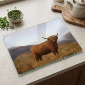 the-ginger-coo-personalised-toughened-glass-worktop-saver-cutting-board-highland-collection-highland-cow-kitchen-gift-life