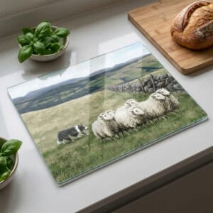 the-ginger-coo-personalised-toughened-glass-worktop-saver-cutting-board-highland-collection-sheep-sheepdog-kitchen-gift-life