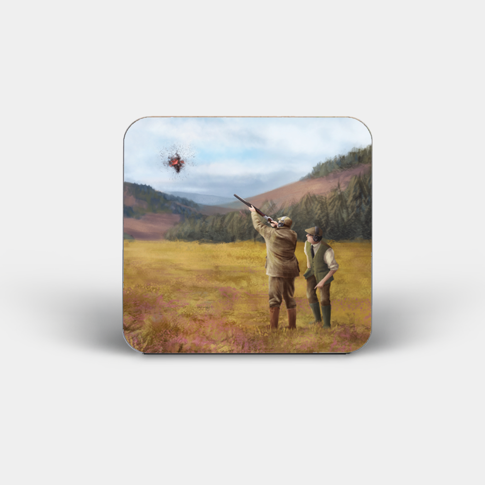 Clay Shooting Printed Square Coaster
