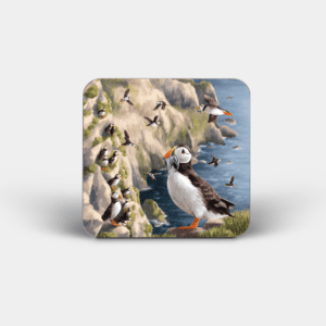 Puffin Printed Square Coaster