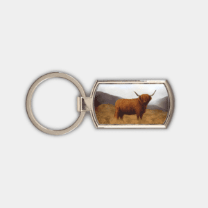 Highland Cow Printed Lozenge Keyring