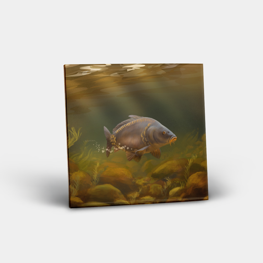 Ceramic Tile Printed with Mirror Carp Design