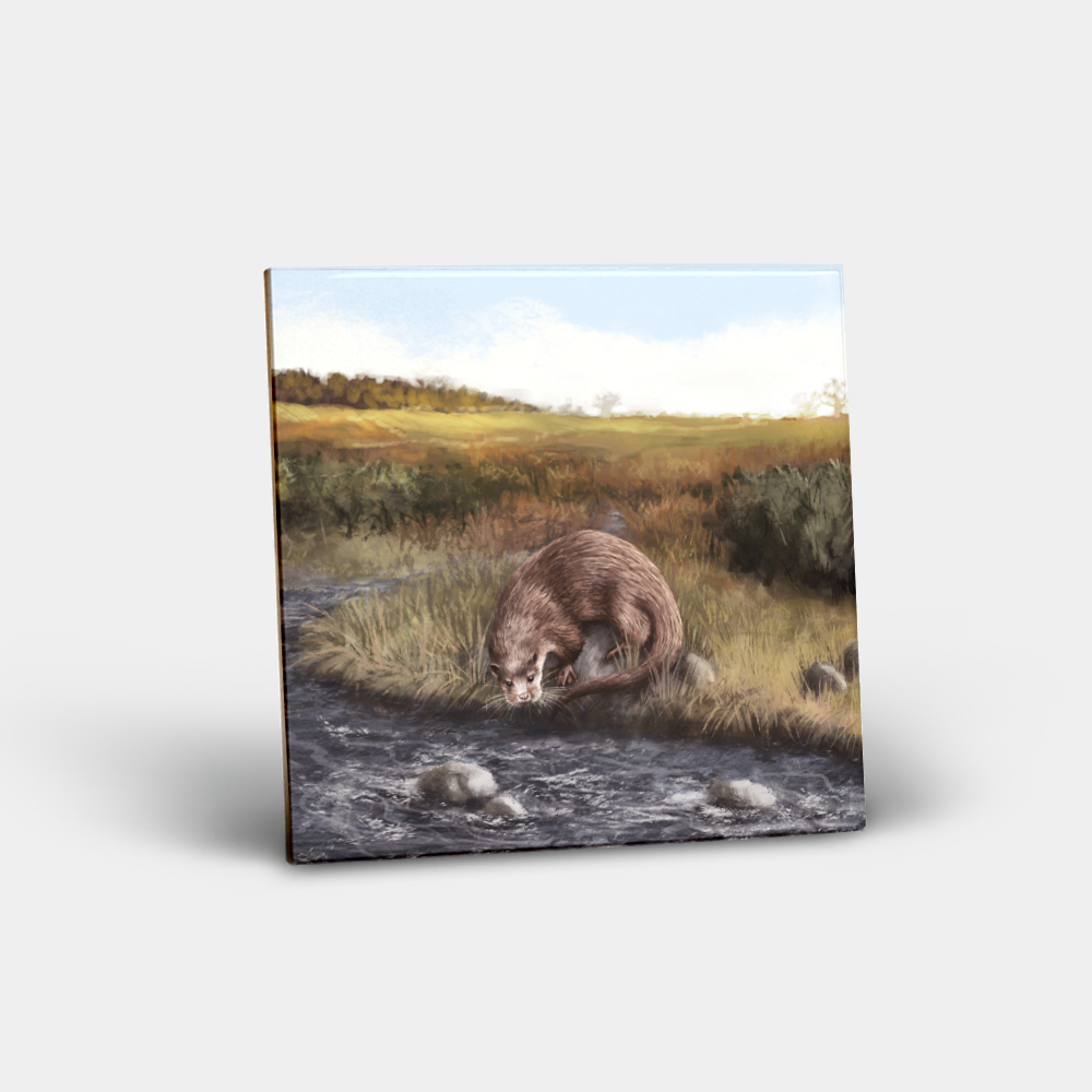 Ceramic Tile Printed with Otter Design