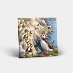 Ceramic Tile Printed with Puffin Design