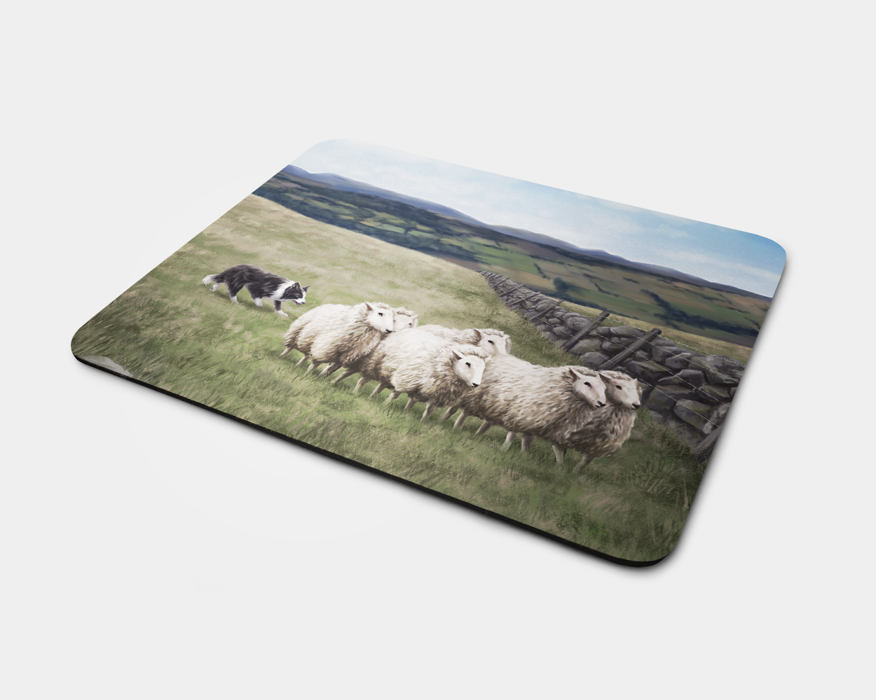Mouse Mat with Sheep & Sheepdog Design