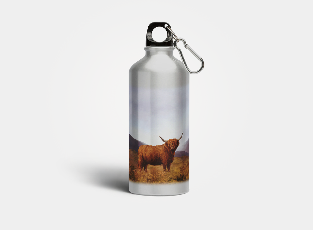 Highland Cow Reusable Metal Water Bottle
