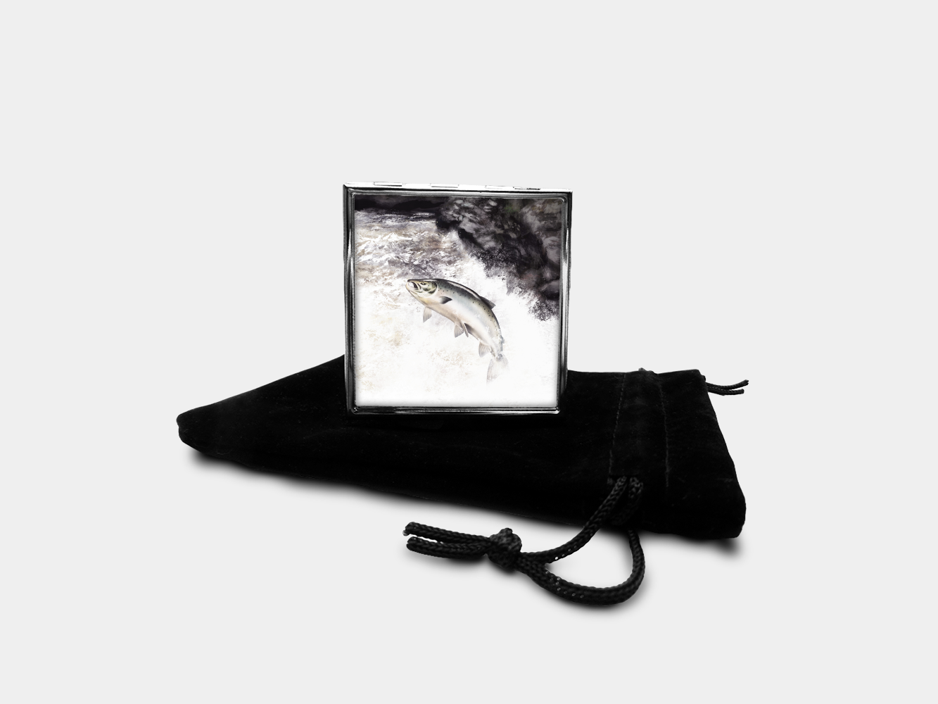 Leaping Salmon Square Pill Box