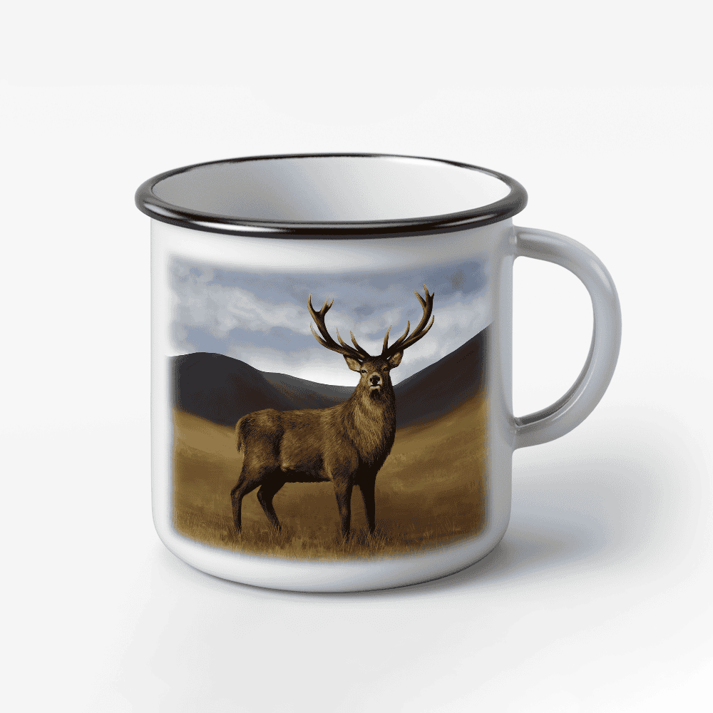 The-Ginger-Coo-Black-Rim-Retro-Ceramic-Mug-Scotland-Highland-Stag-Shooting-Gift