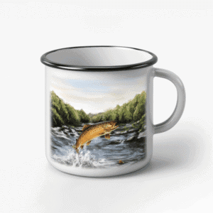 The-Ginger-Coo-Black-Rim-Retro-Mug-Scotland-Highland-Brown-Trout-Fishing-Angling-Gift-Fisherman