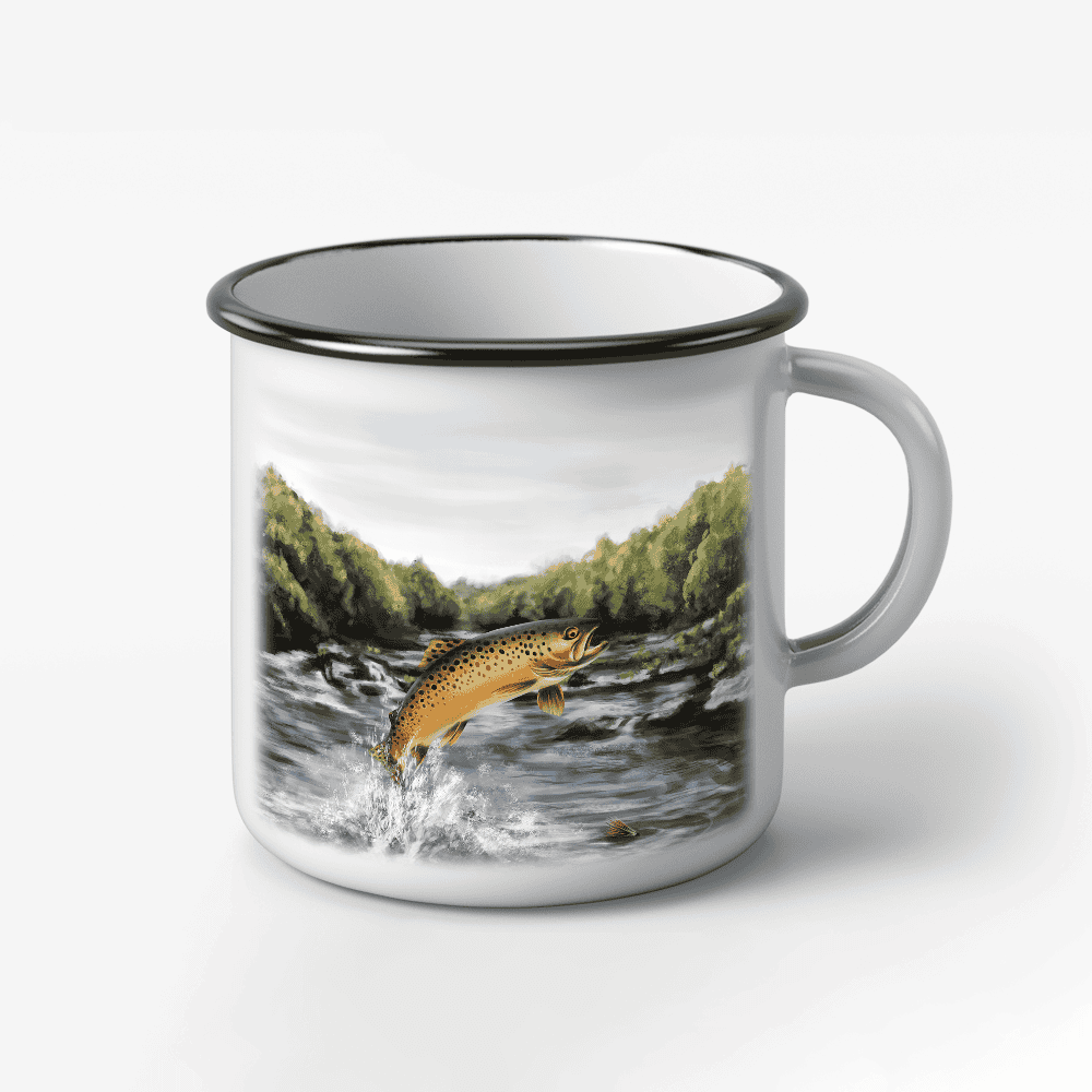 The-Ginger-Coo-Black-Rim-Retro-Mug-Scotland-Highland-Brown-Trout-Fishing-Angling-Gift-Fisherman