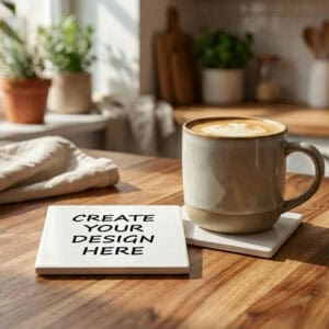 The Ginger Coo - Customised Personalised Square Ceramic Coasters - Custom Printed - Wording - Lifestyle